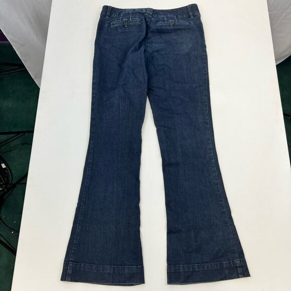 The Limited Womens Flare Jeans Blue Navy Pockets Dark Wash Denim Cotton Blend 8L - Picture 2 of 10